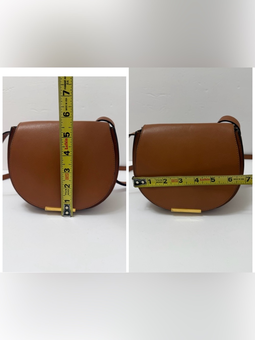 Cuyana Mini Saddle Leather Crossbody Bag in Caramel - Picture 13 of 16